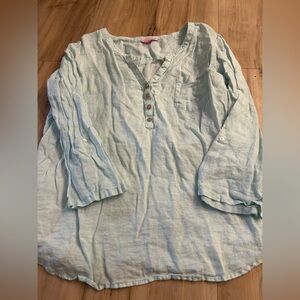Light Blue Button-Up Linen Top